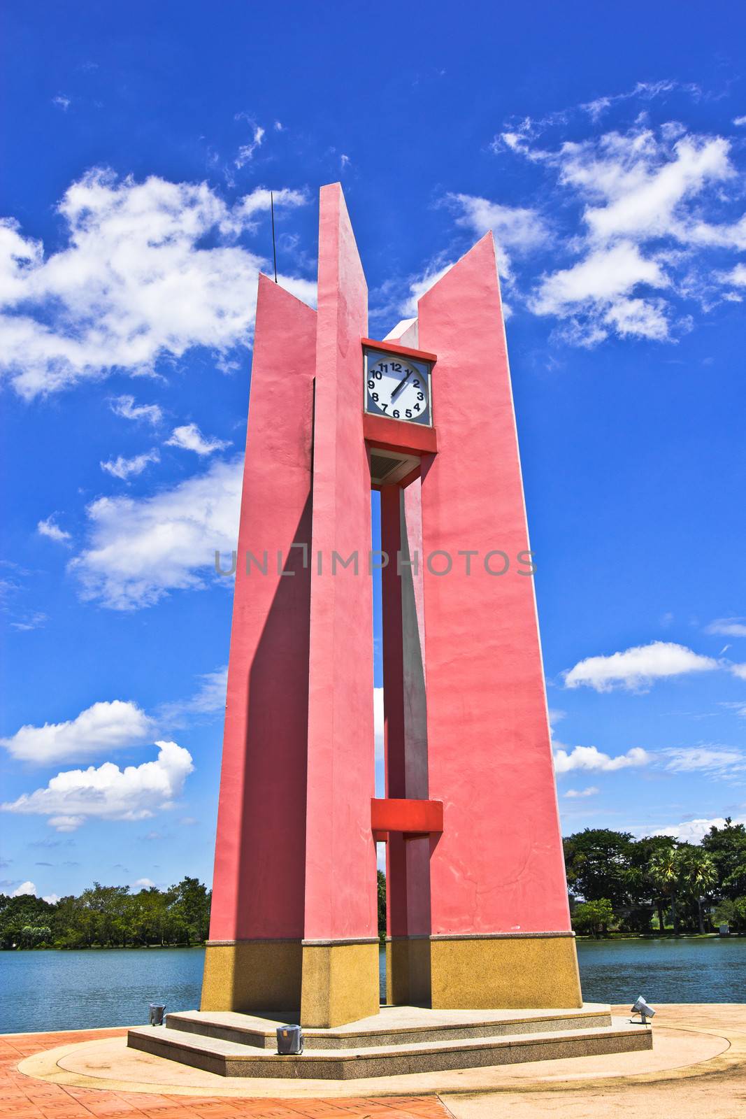 Clock tower in the public service park of Nonthaburi province