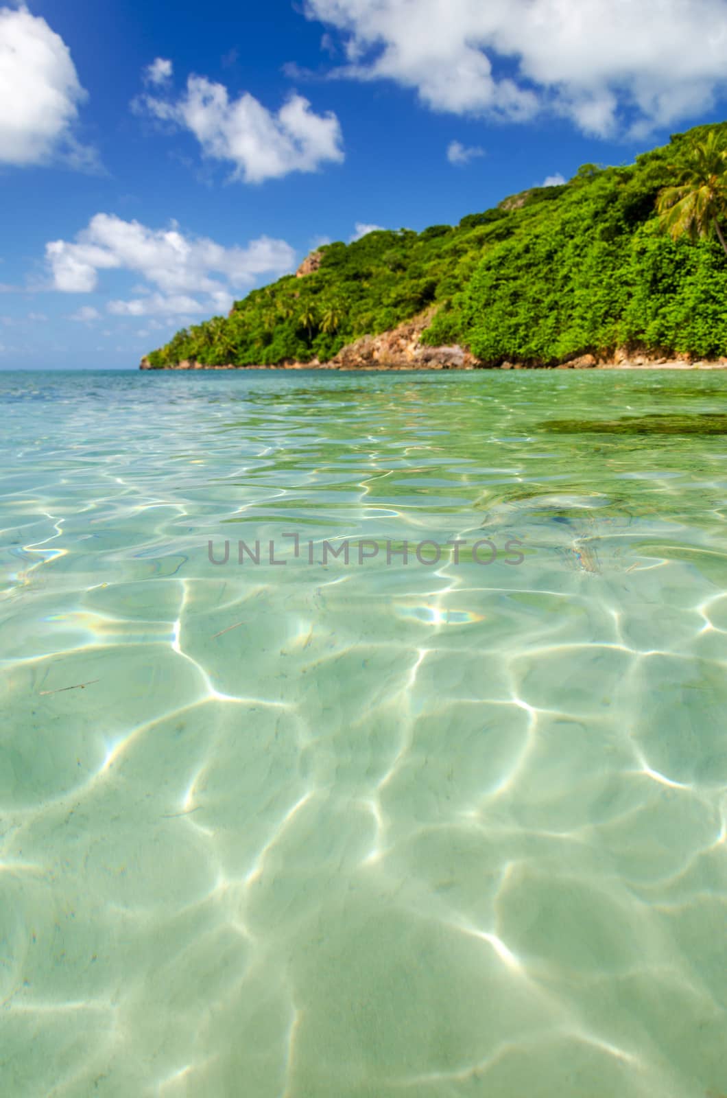 View of crystal clear Caribbean water on the island of San Andres y Providencia, Colombia