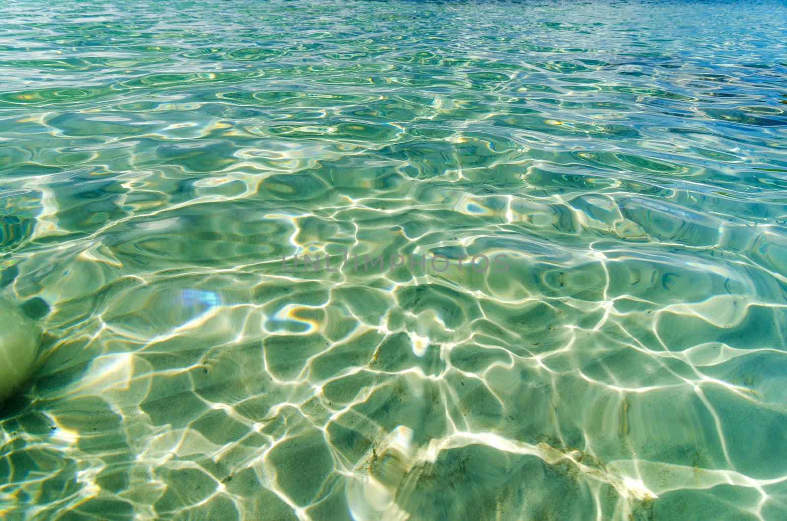Sunlight reflecting in beautiful crystal clear Caribbean water