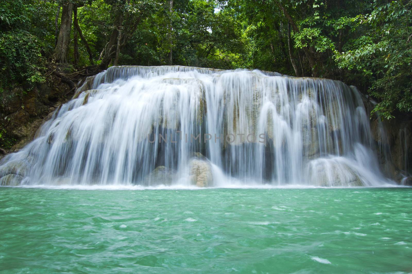 Some part of the seven layer waterfall in Erawan waterfall