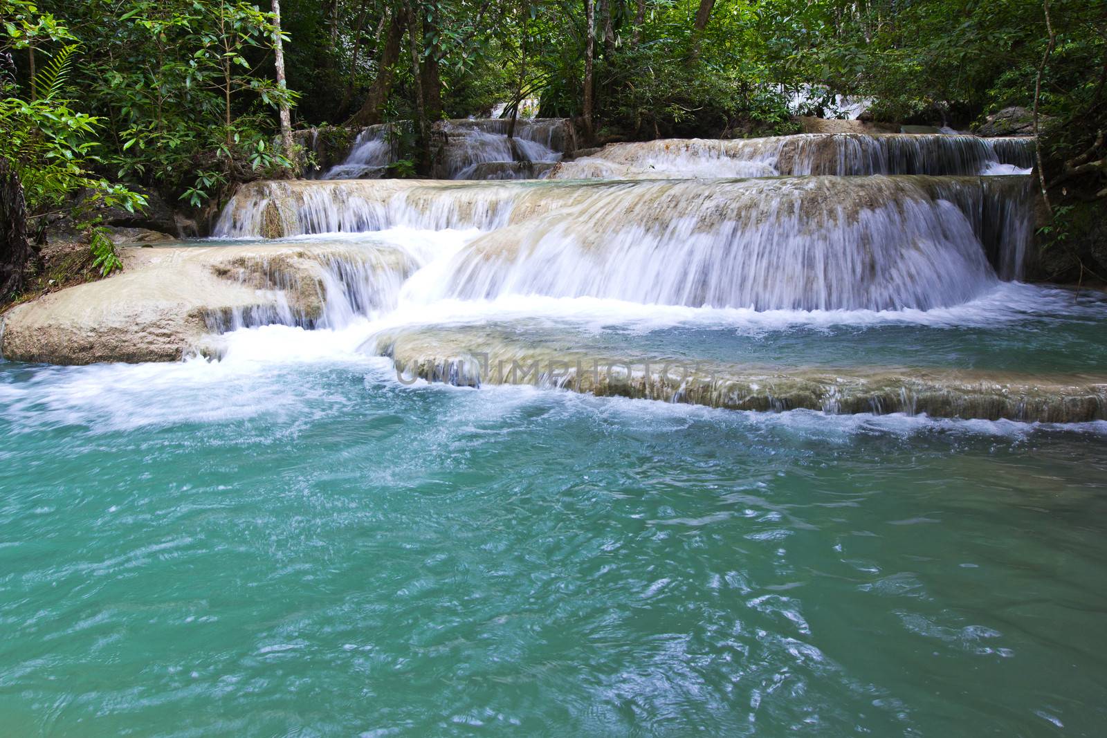 Some part of the seven layer waterfall in Erawan waterfall