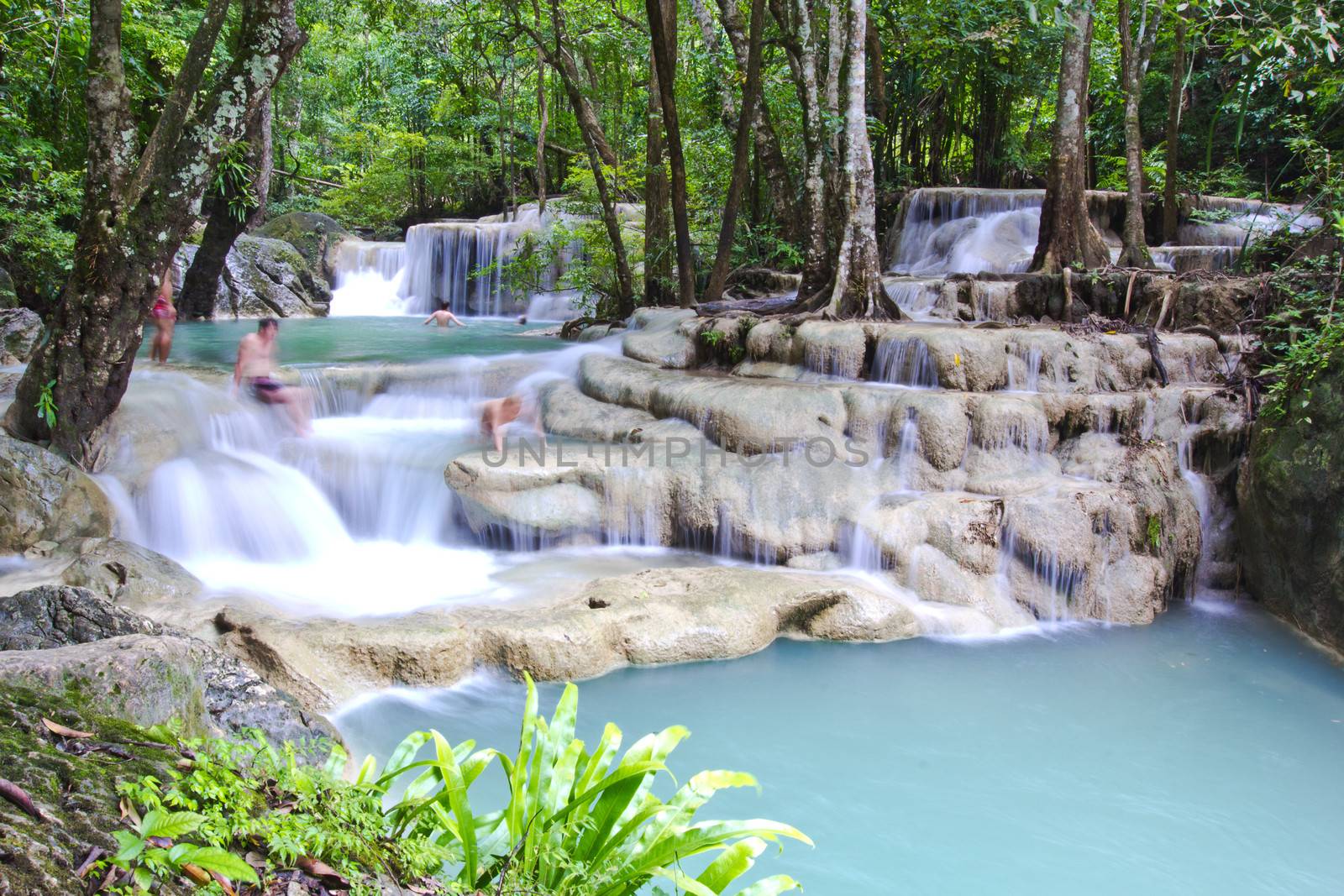 Some part of the seven layer waterfall in Erawan waterfall