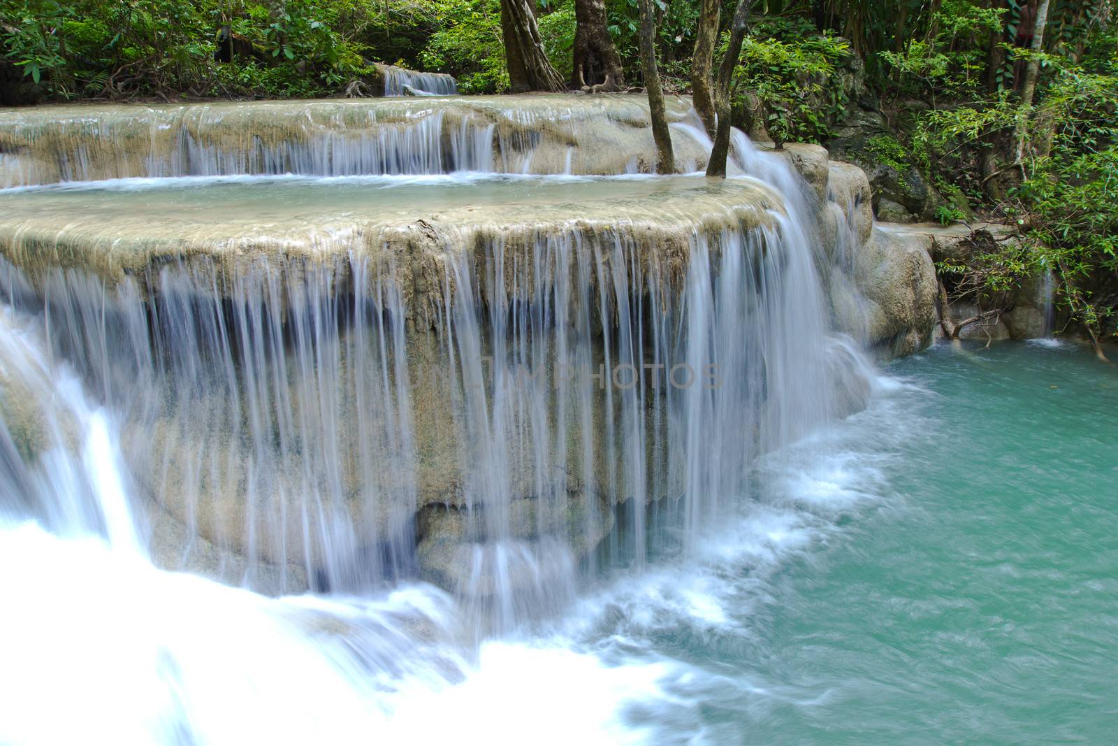 Some part of the seven layer waterfall in Erawan waterfall