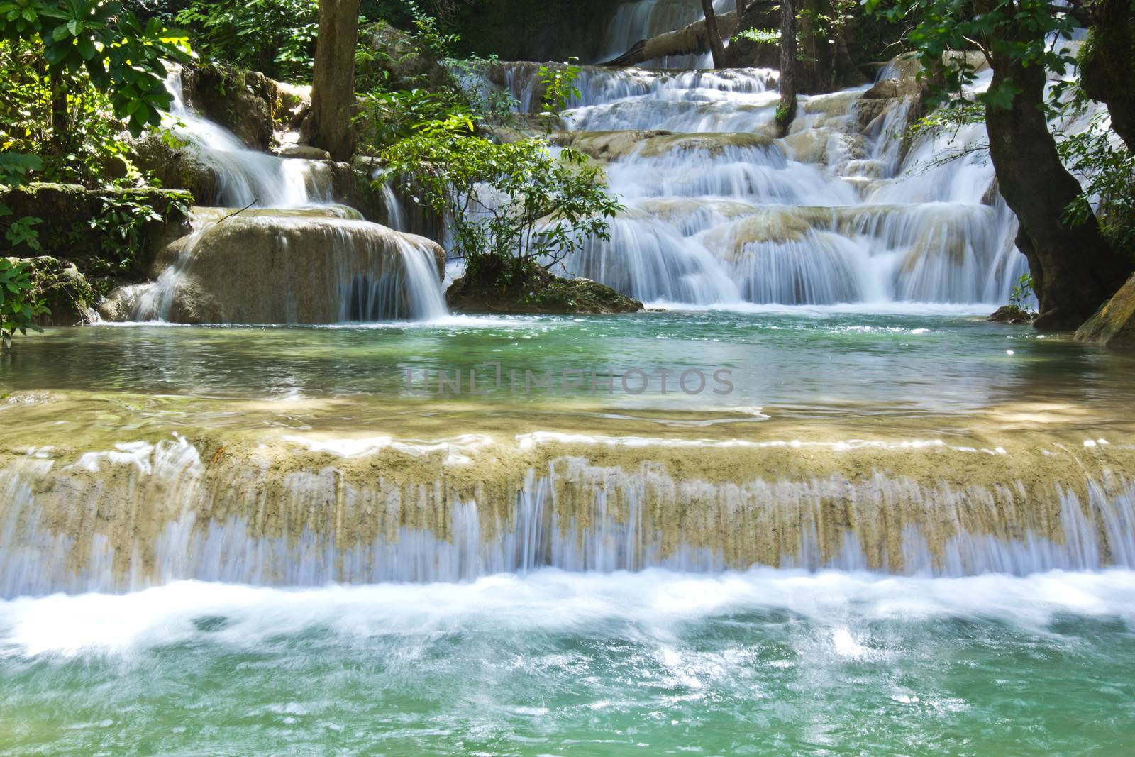 Some part of the seven layer waterfall in Erawan waterfall