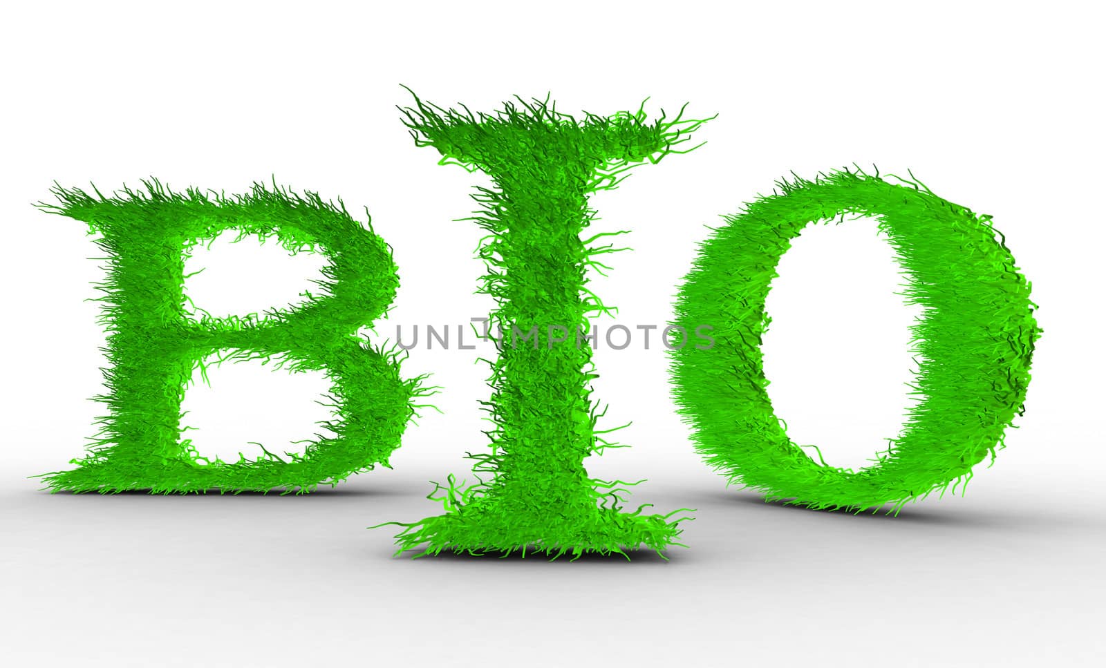 Word " bio " built from a grass . It is made 3d .Isolated object on a white background.