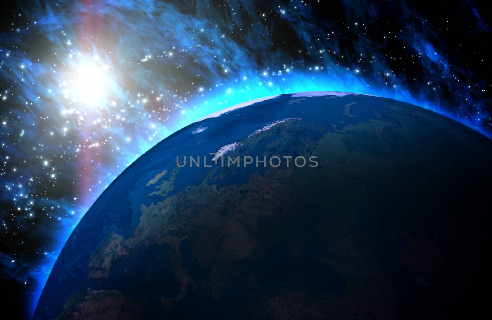 Computer Generated Image. Photo of the Earth used from NASA.