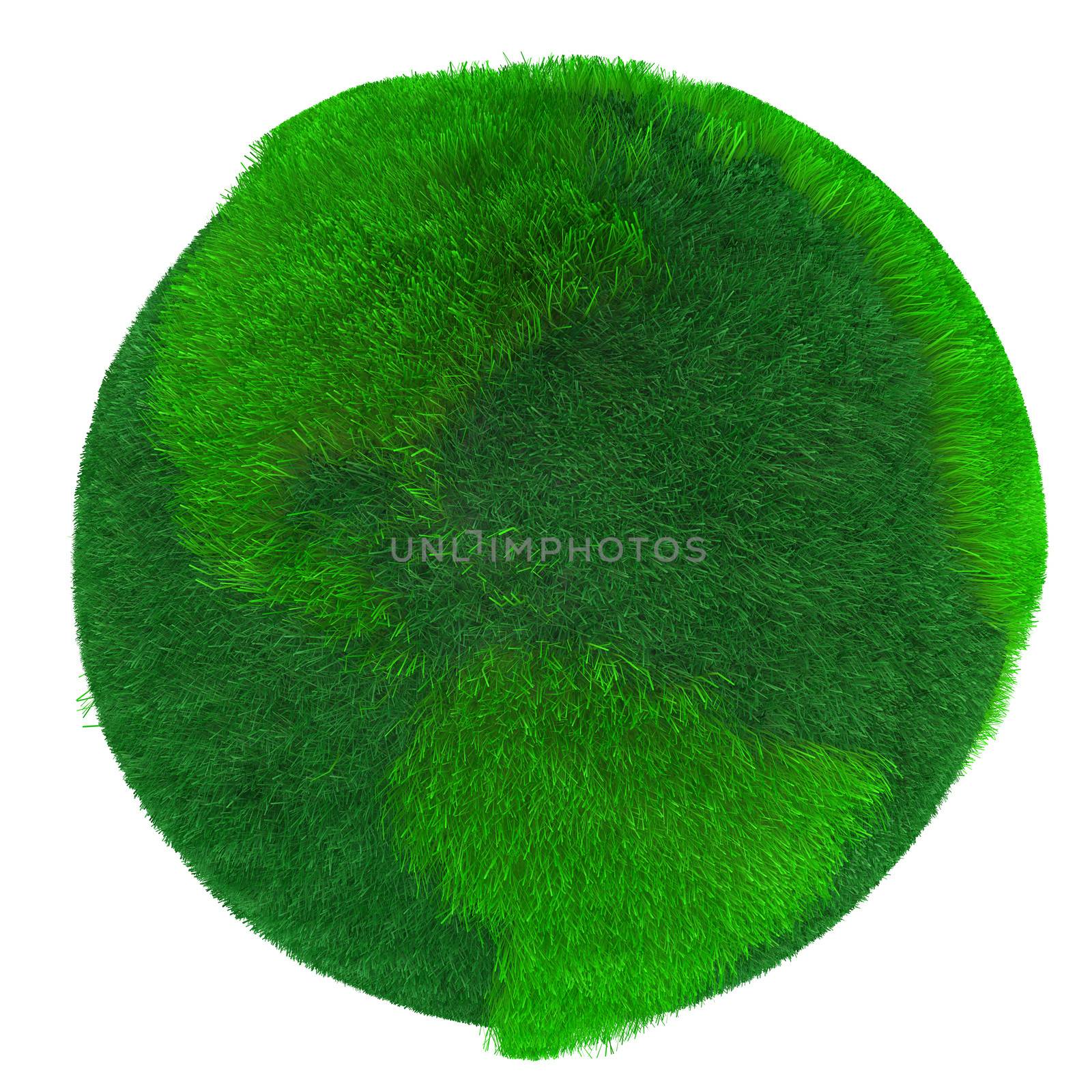 Green Earth, covered with grass. Digitally Generated Image.