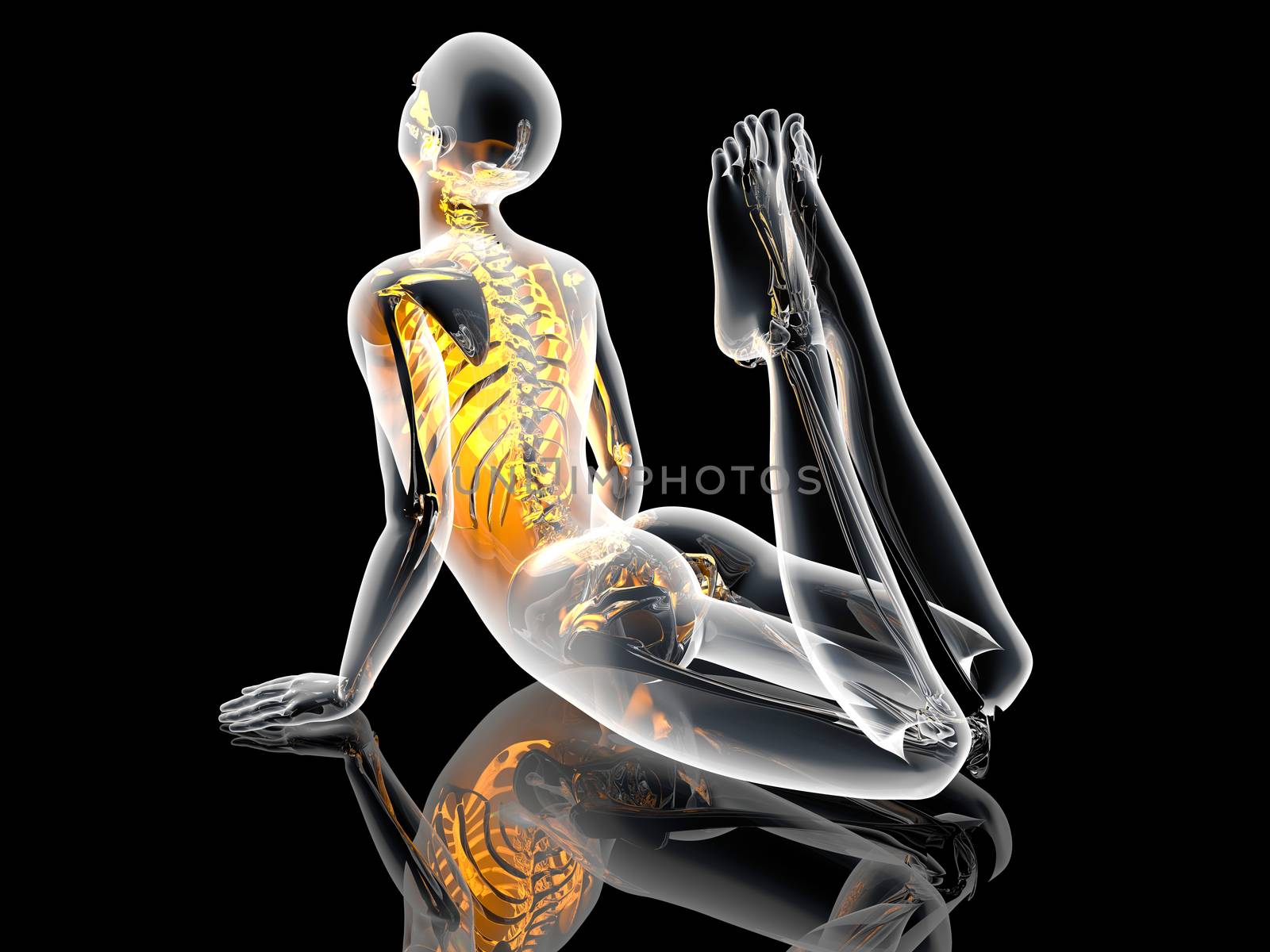 A lookalike of the King Cobra Yoga pose. 3D illustration.