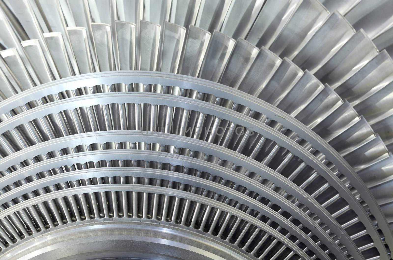 Close up of internal rotor of a steam Turbine