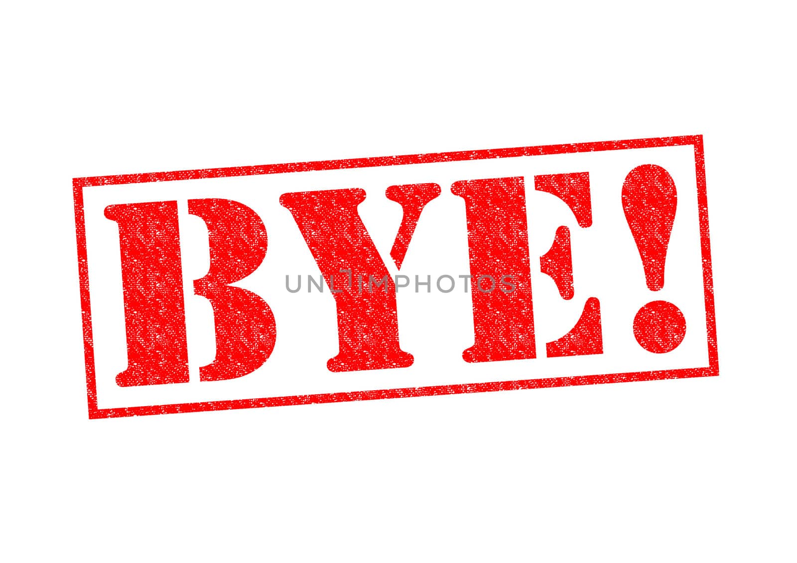 BYE! Rubber Stamp over a white background.
