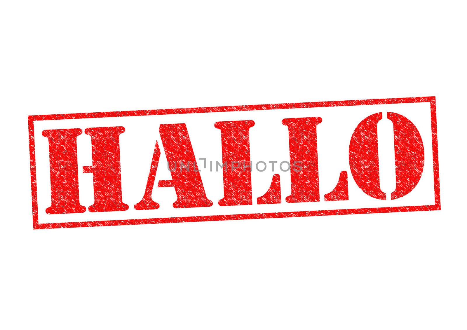 HALLO Rubber Stamp over a white background.