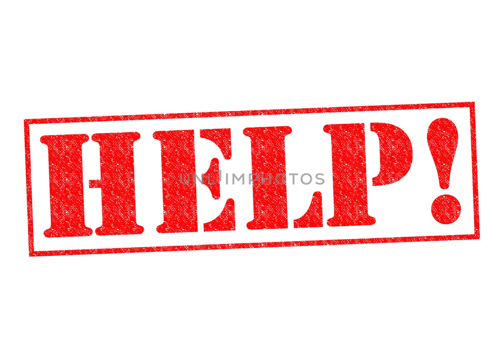 HELP! Rubber Stamp over a white background.