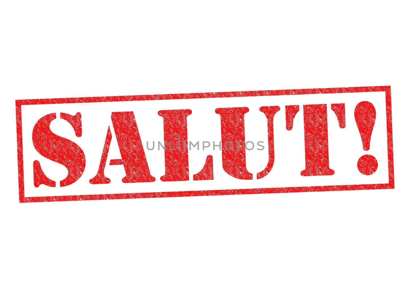 SALUT! Rubber Stamp over a white background.