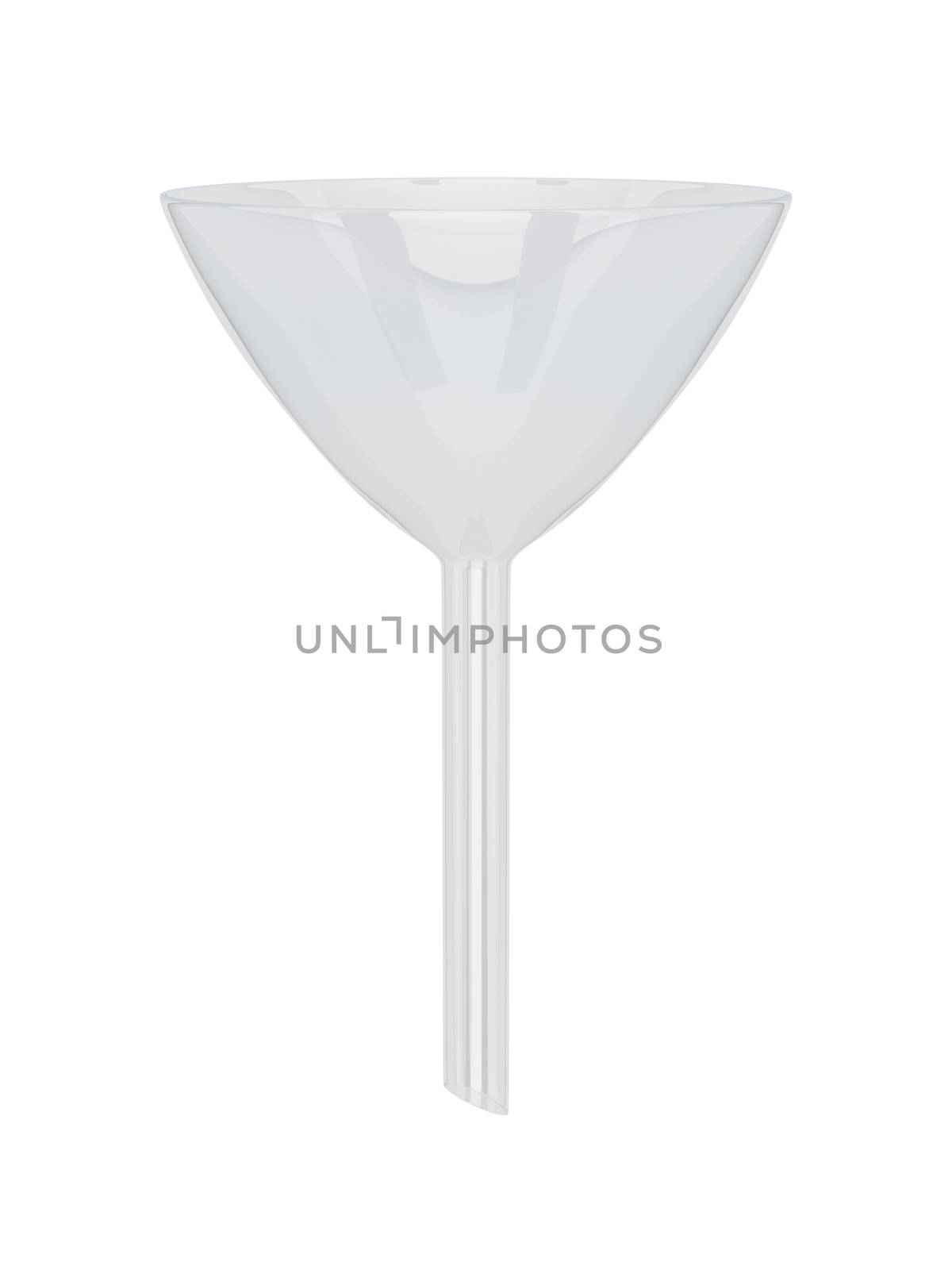 Laboratory glass funnel isolated on a white background