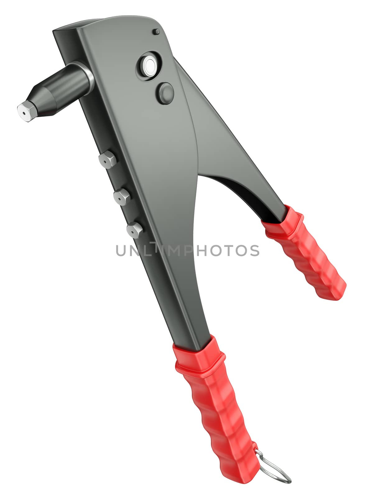 Hand rivet gun isolated on a white background. 3D rendered image.