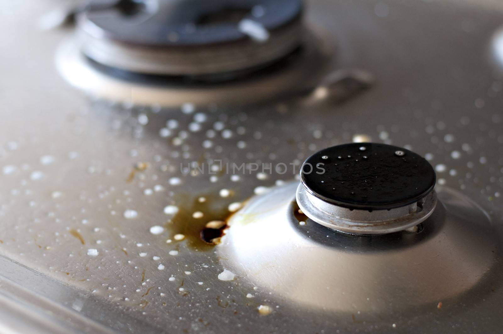 closeup image of a Dirty gas stove