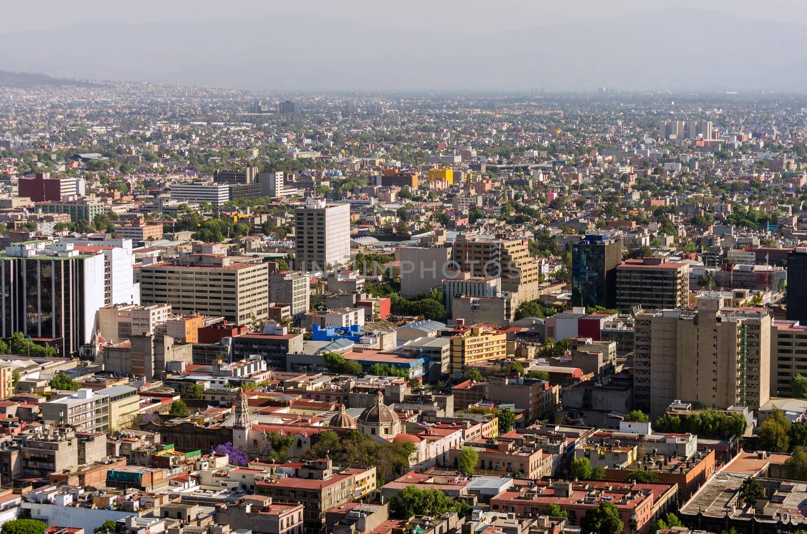 Wide angle cityscape of Mexico City