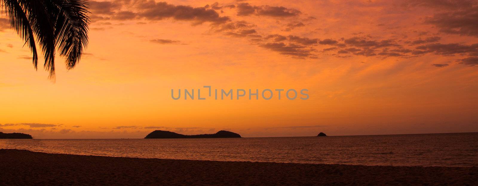 Sunset at a tropical beach, Palm Cove, Queensland, Australia