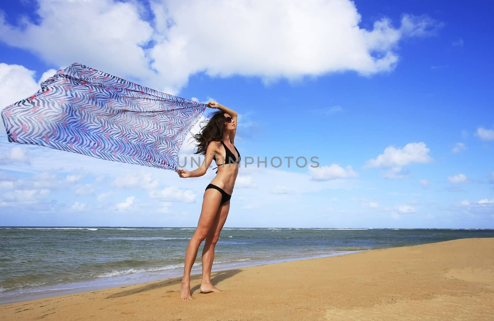 Young woman in bikini at Las Terrenas beach, Samana peninsula, Dominican Republic