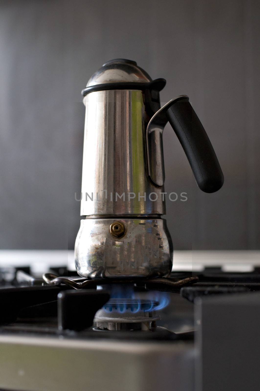 Italian coffee maker on a gas stove