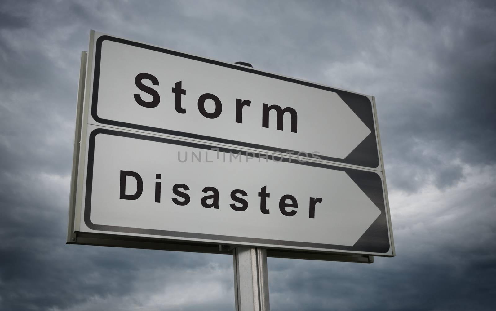Storm Disaster road sign. by BPhoto