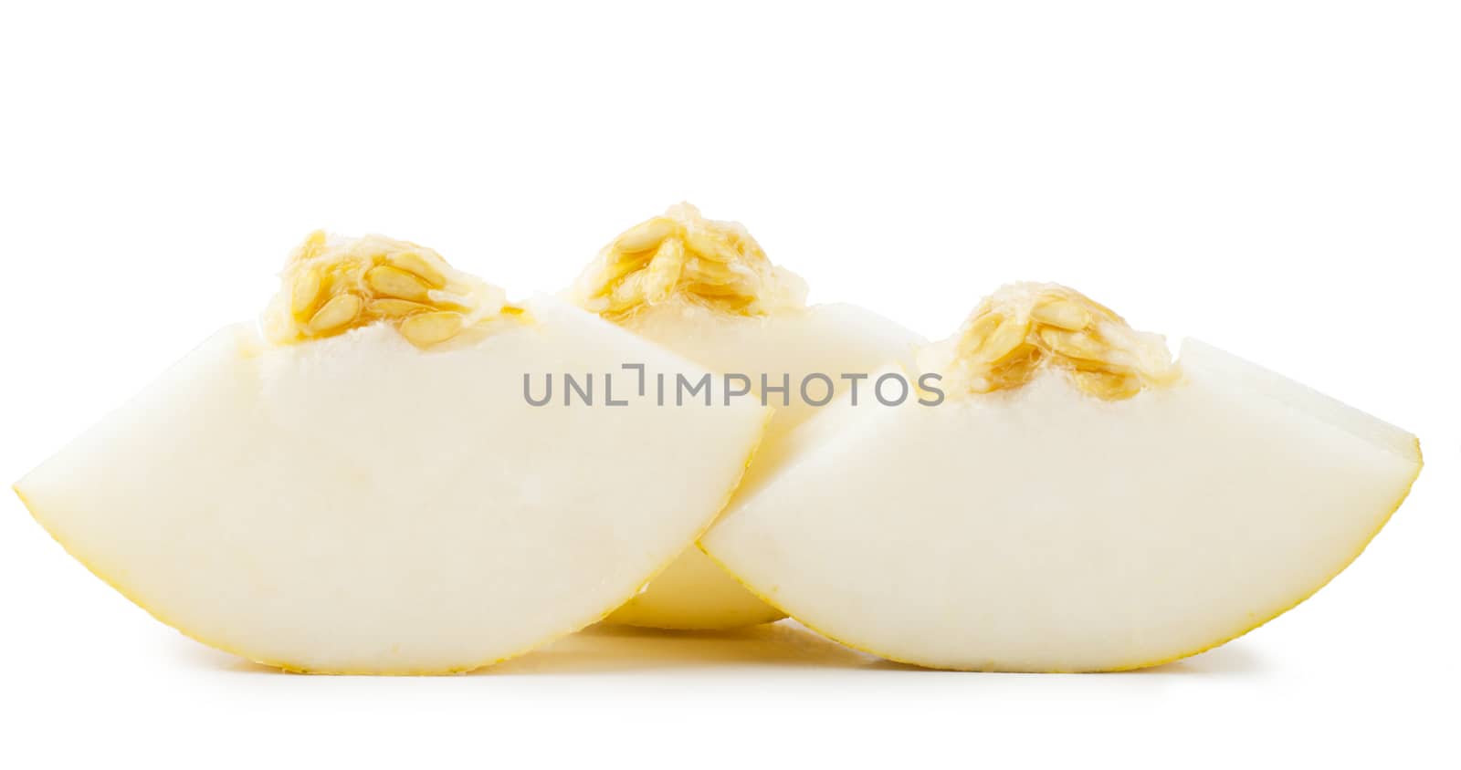 Pieces of juicy melon over white background