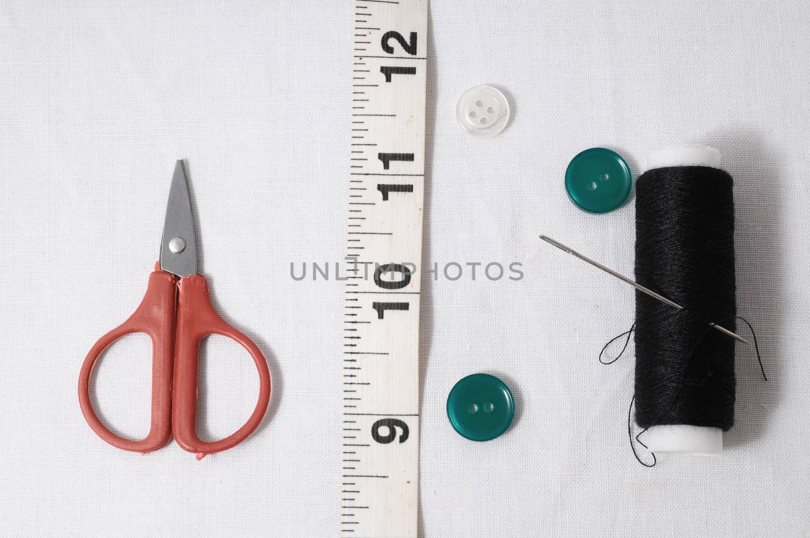 One Sewing Kit Isolated on a White Background