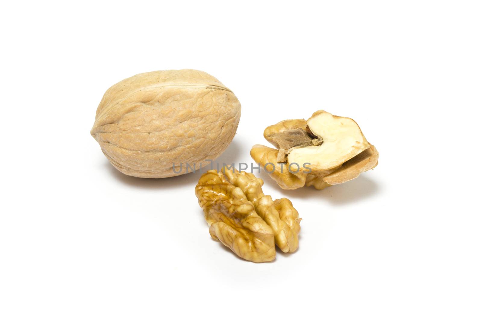 Walnuts close up isolated on white background