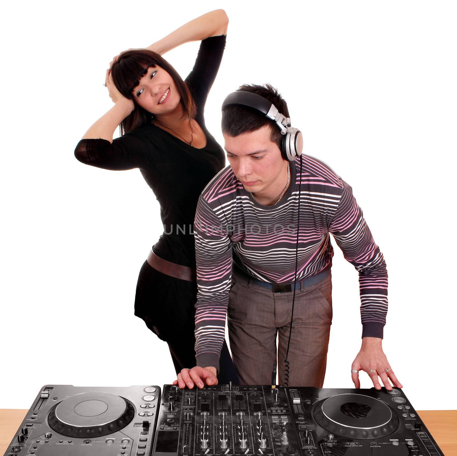 dj and girl techno party