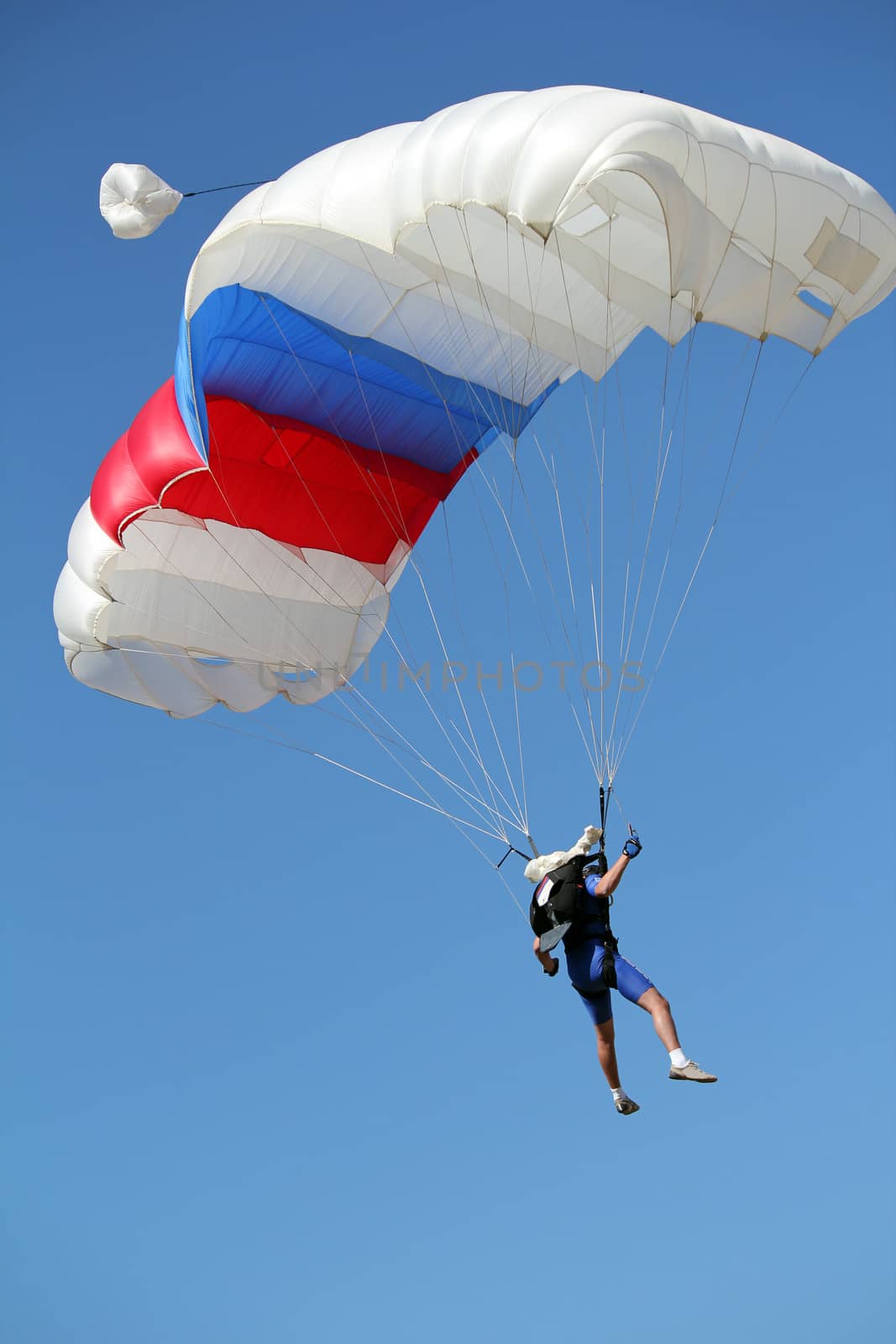 extreme sport parachutist on blue sky  by goce