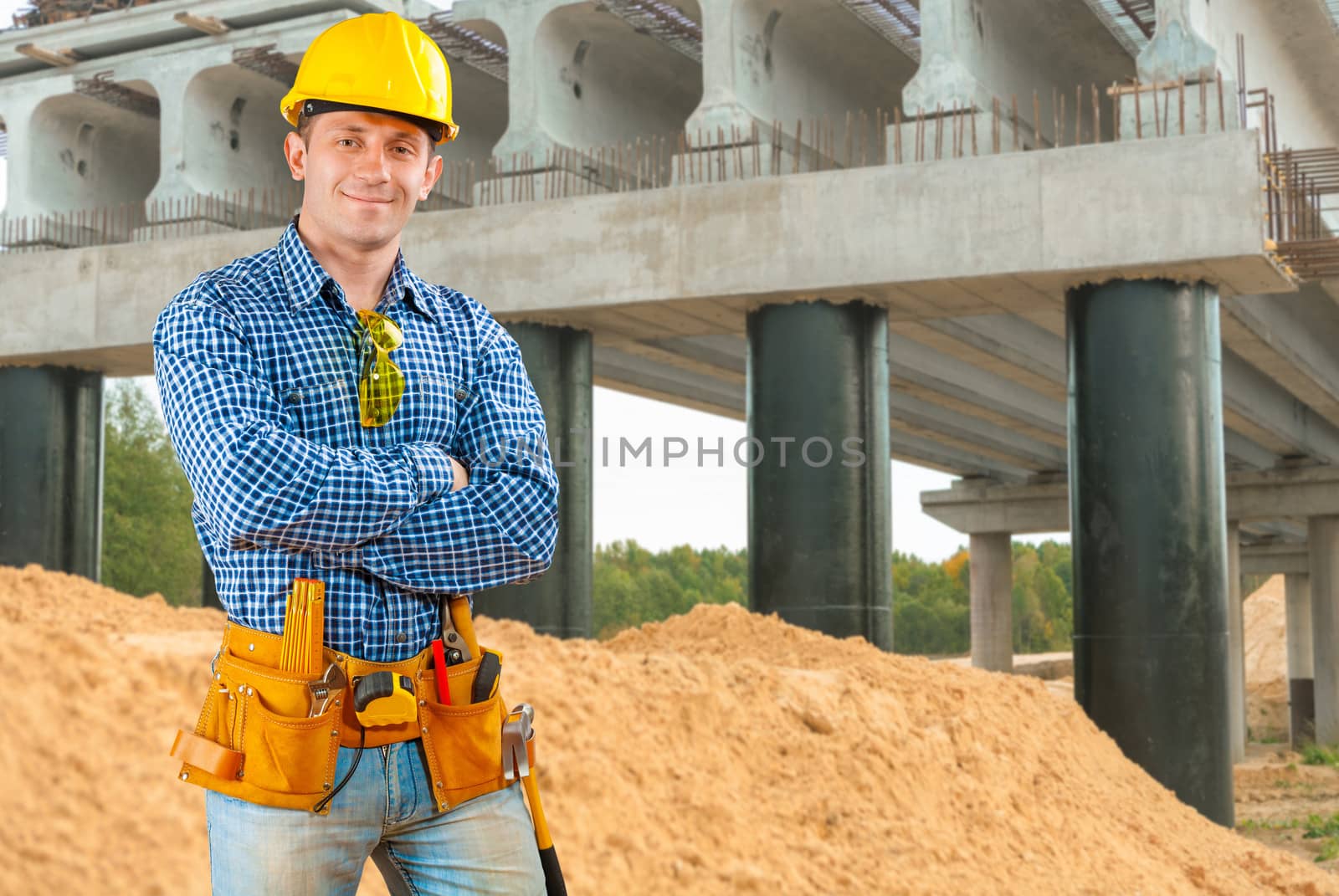 contractor near the bridge under construction