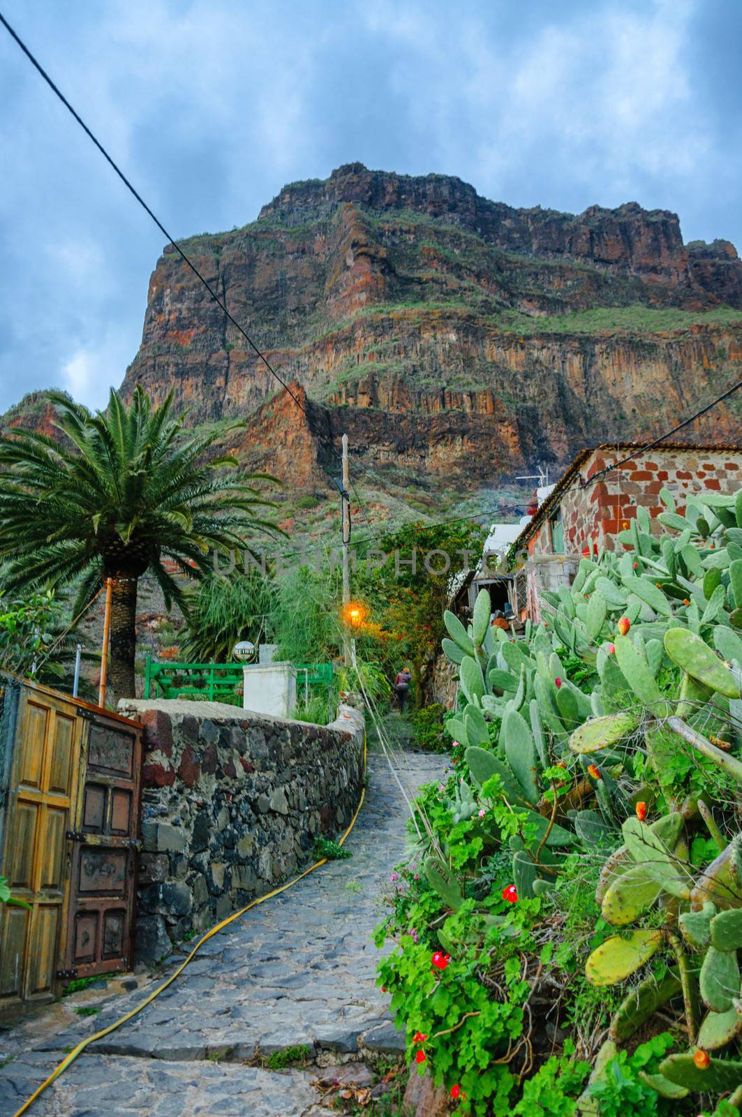 Street of Masca village with old houses, Tenerife, Canarian Islands