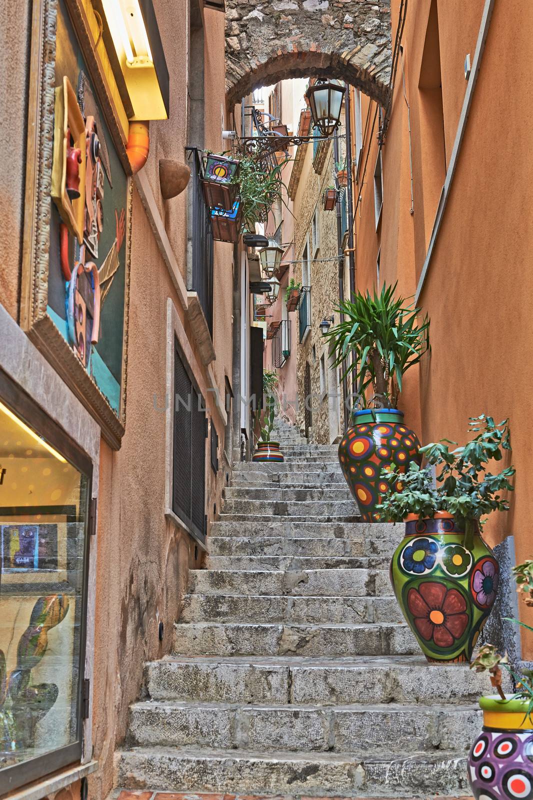Taormina side street. The Views of Taormina, Sicily, Italy