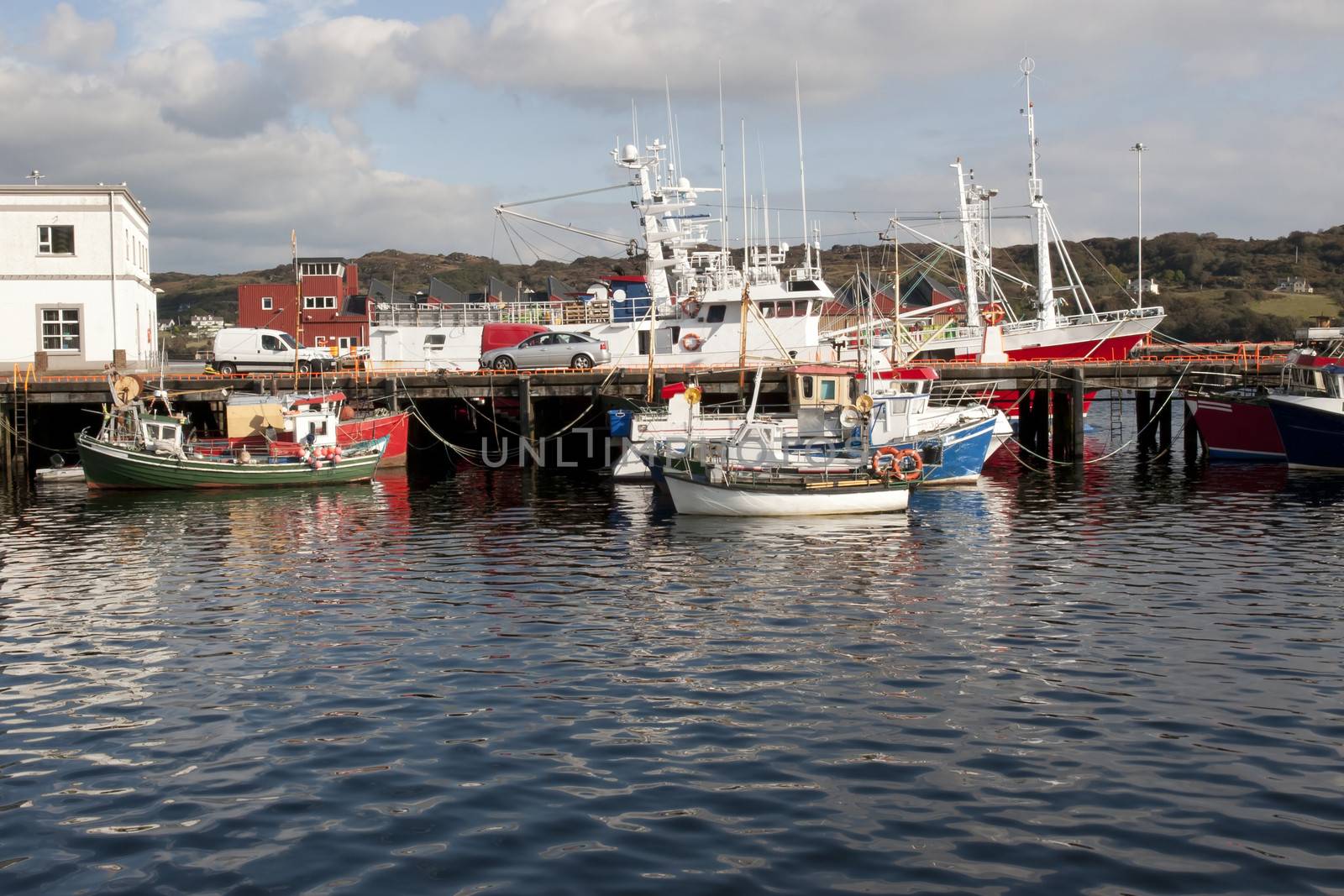 fishing boats moored in the calm waters of Killybegs harbour
