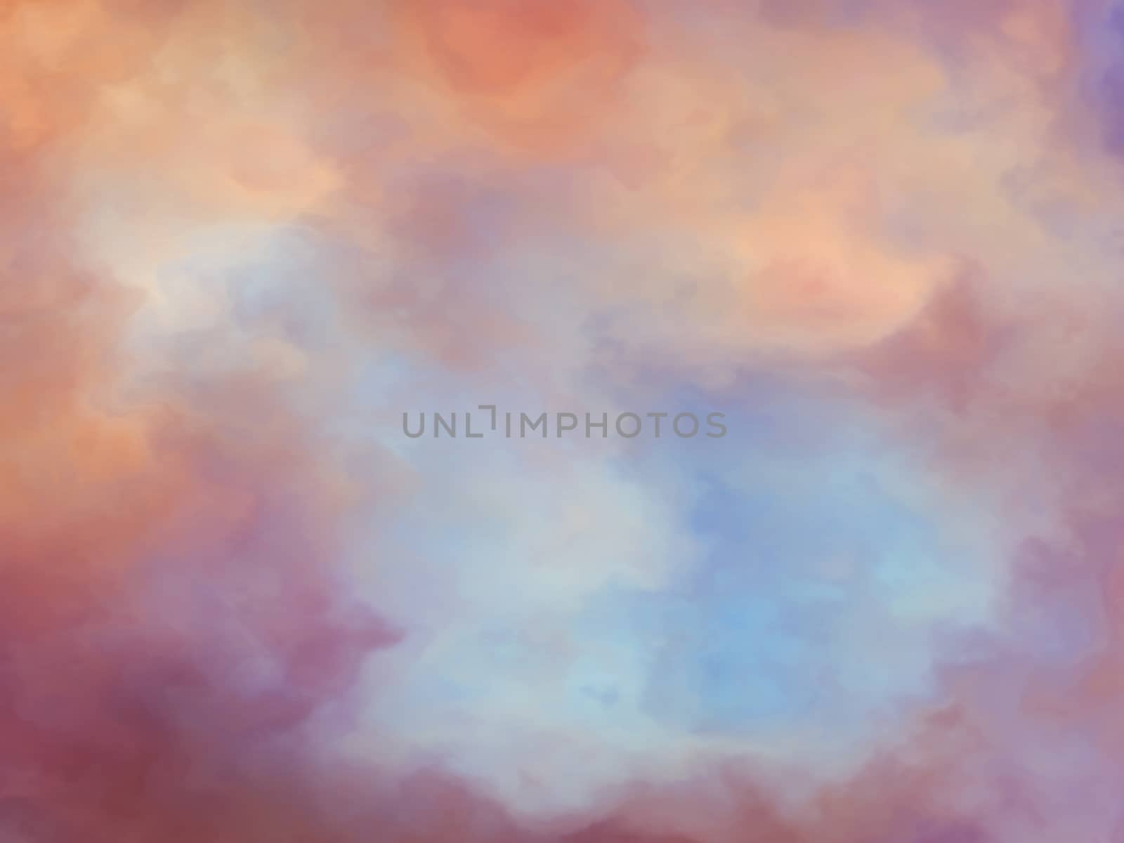A frame of warm, golden-hued fantasy clouds at sunrise, open to reveal lighter, whiter clouds and bluer skies