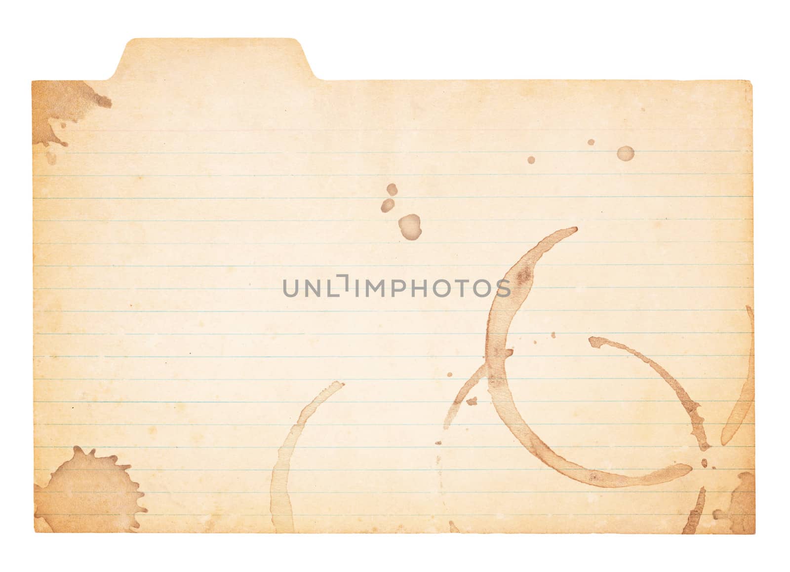 Vintage Tabbed Index Card With Coffee Stains by Em3
