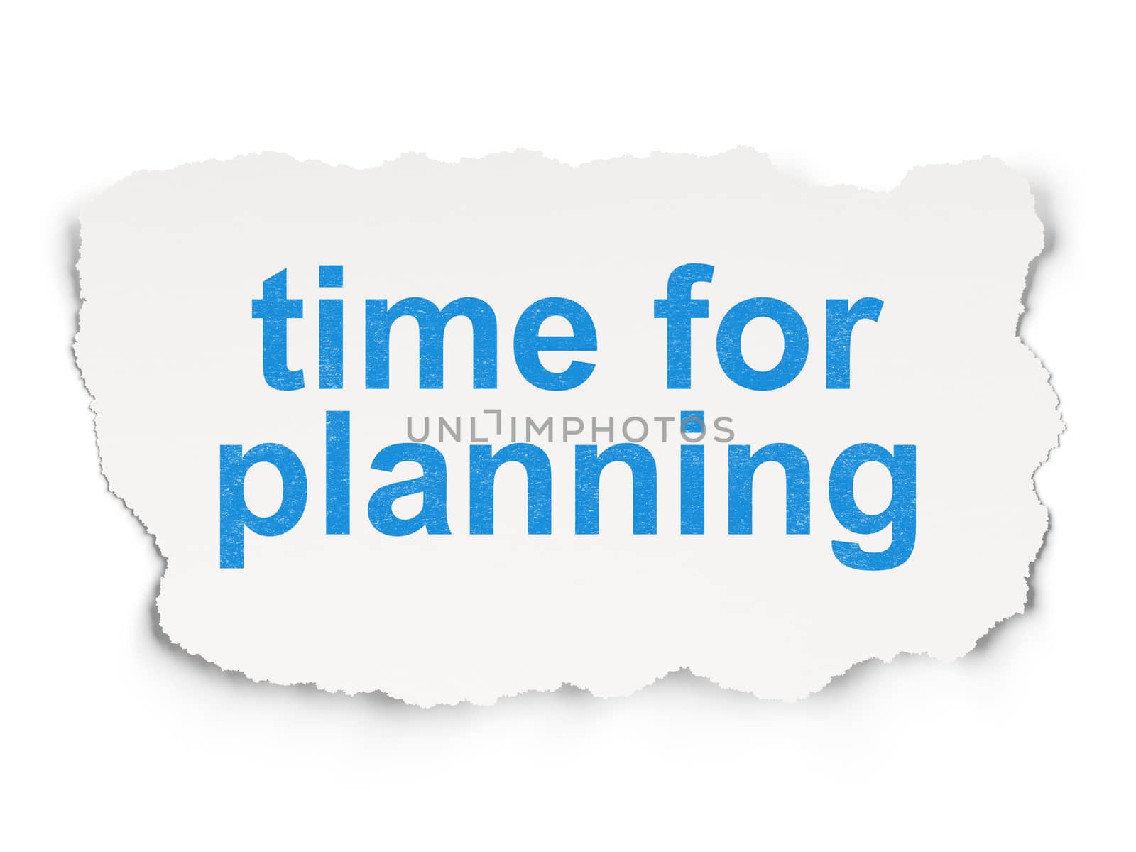 Time concept: torn paper with words Time for Planning on Paper background, 3d render