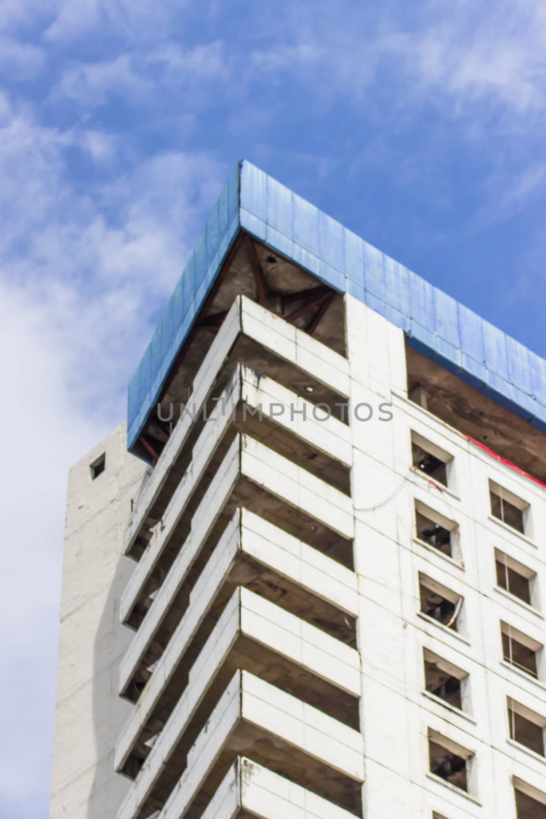 Building triangle and blue sky