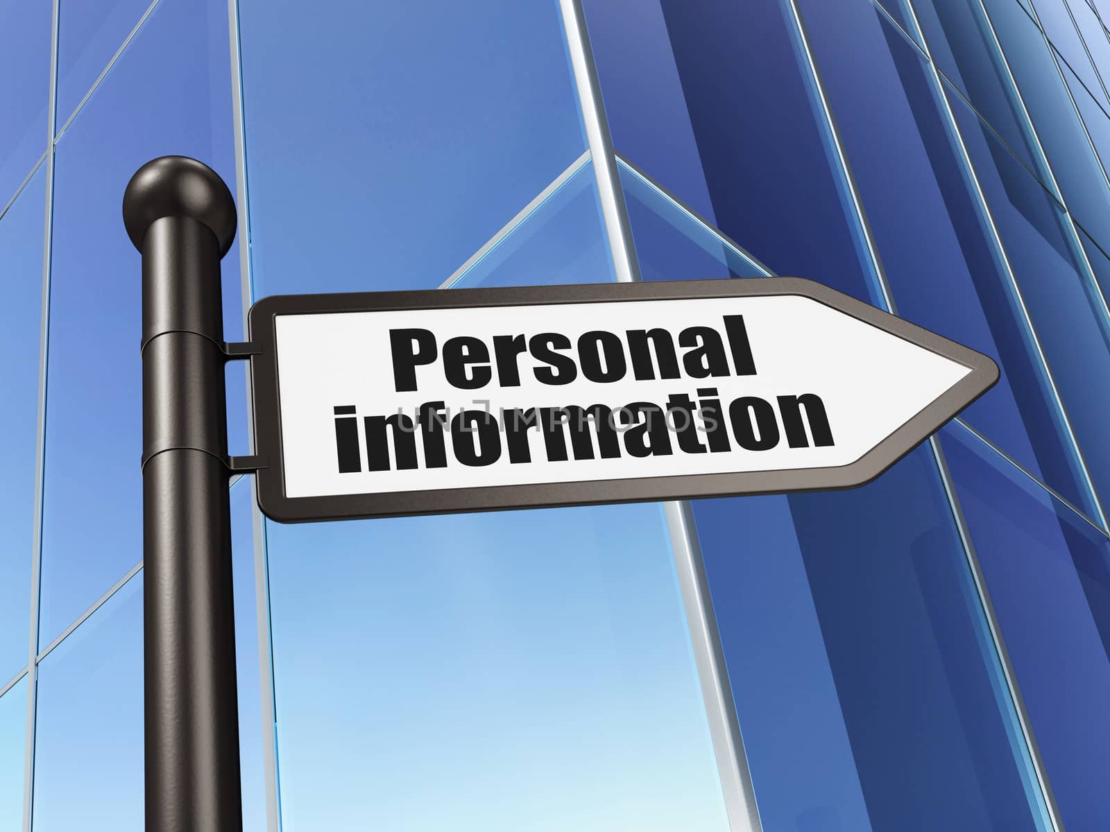 Protection concept: Personal Information on Building background, 3d render
