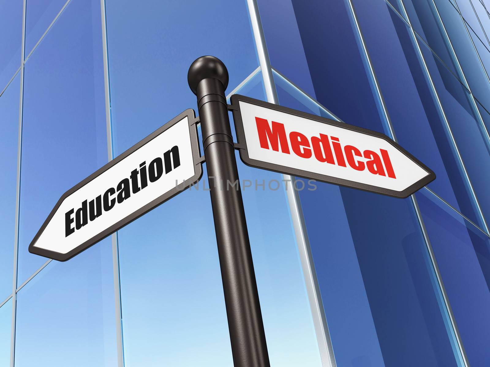 Education concept: Medical Education on Building background, 3d render