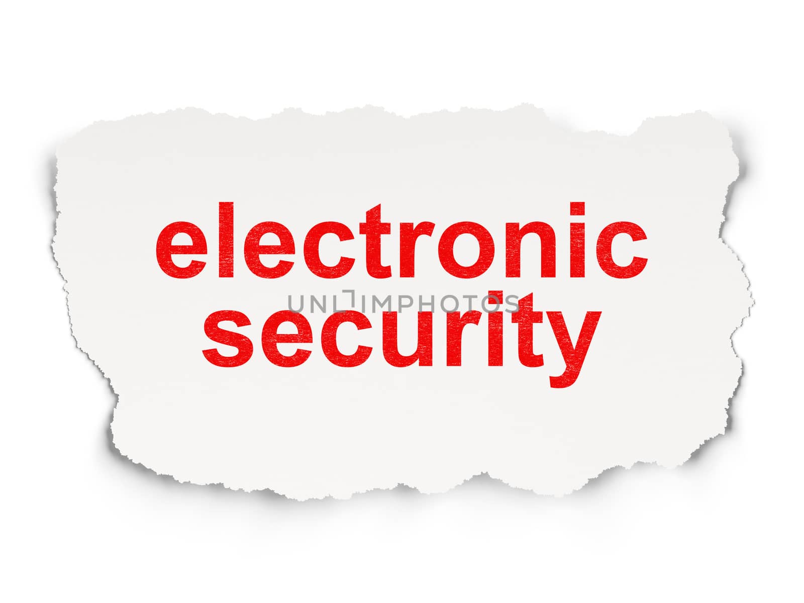 Privacy concept: torn paper with words Electronic Security on Paper background, 3d render