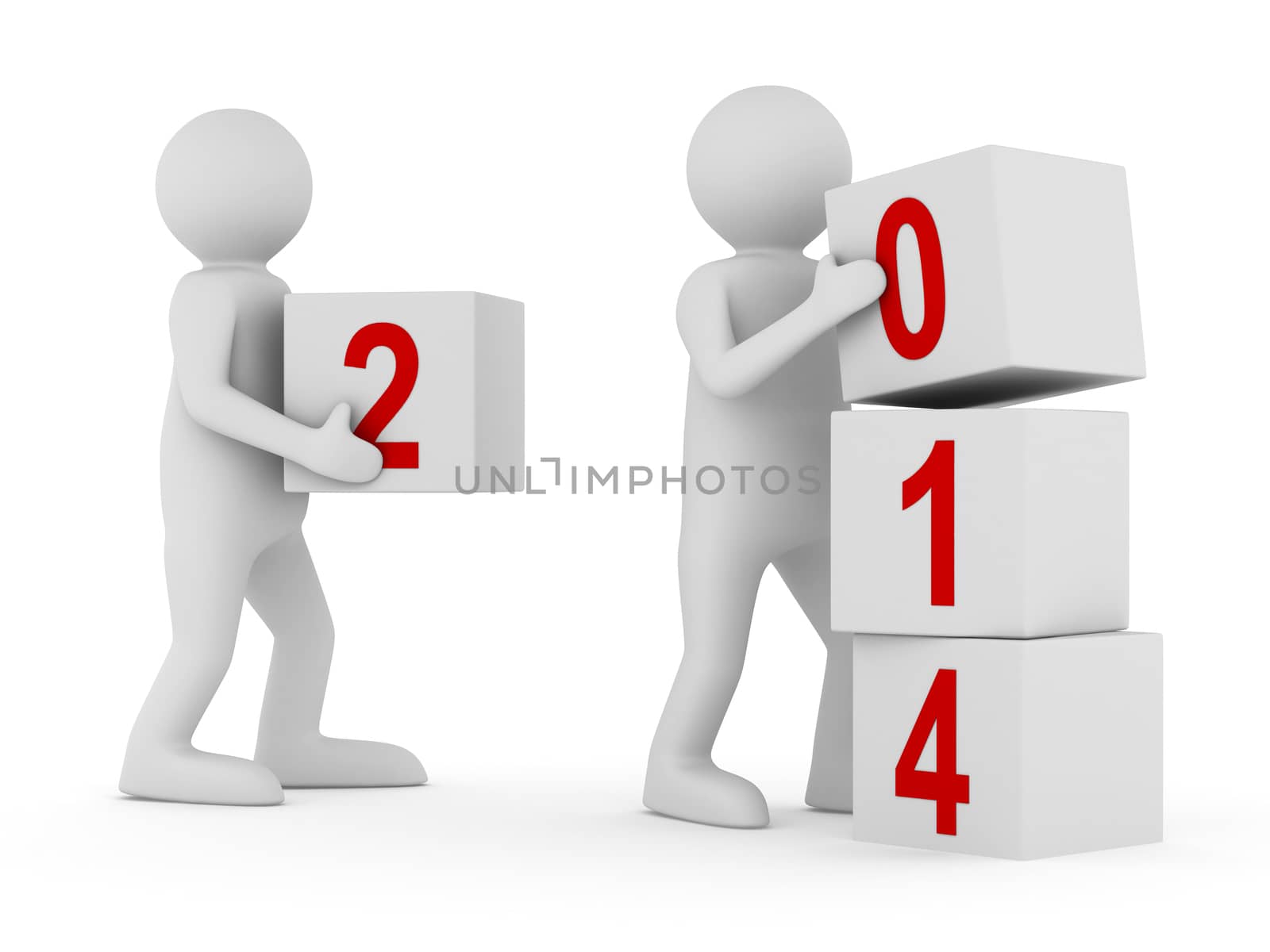Conceptual image teamwork on white. Isolated 3D image