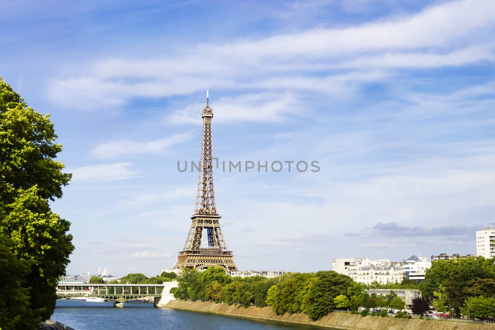 Eiffel Towerfrom the view over Siene, Paris, France