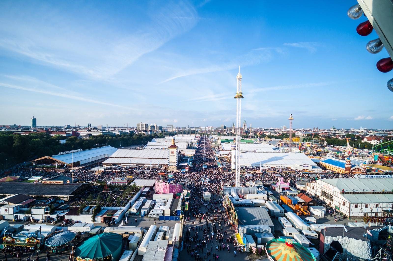 view of the Oktoberfest from the ferris wheel