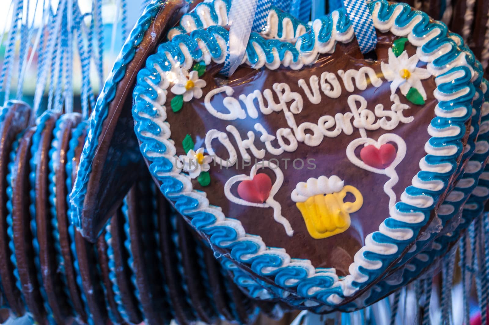 heartshaped gingerbread sold on the Oktoberfest in Munich