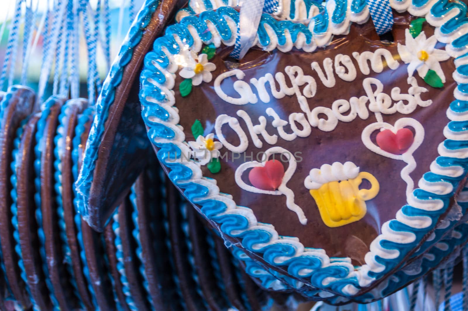 heartshaped gingerbread sold on the Oktoberfest in Munich
