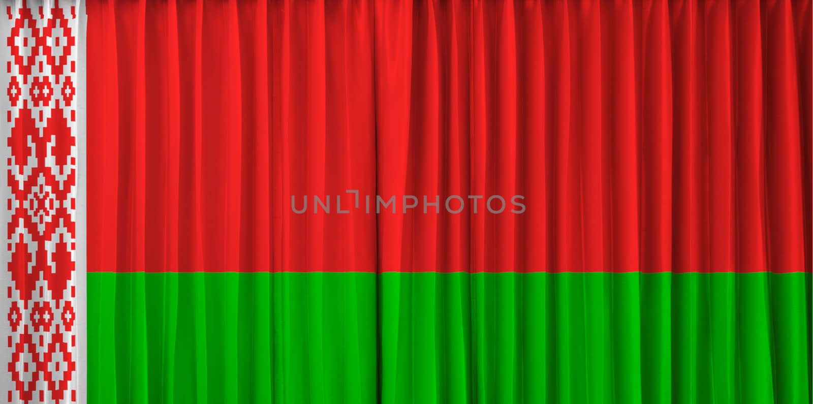 Balarus flag on curtain