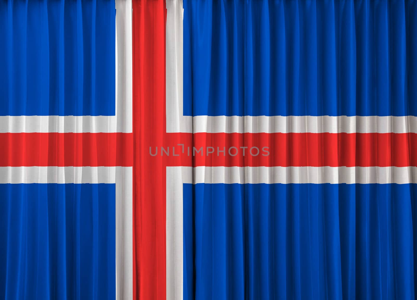 Iceland flag on curtain
