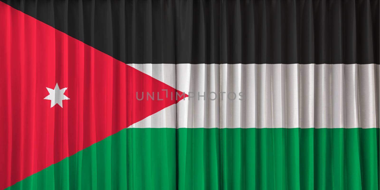 Jordan flag on curtain