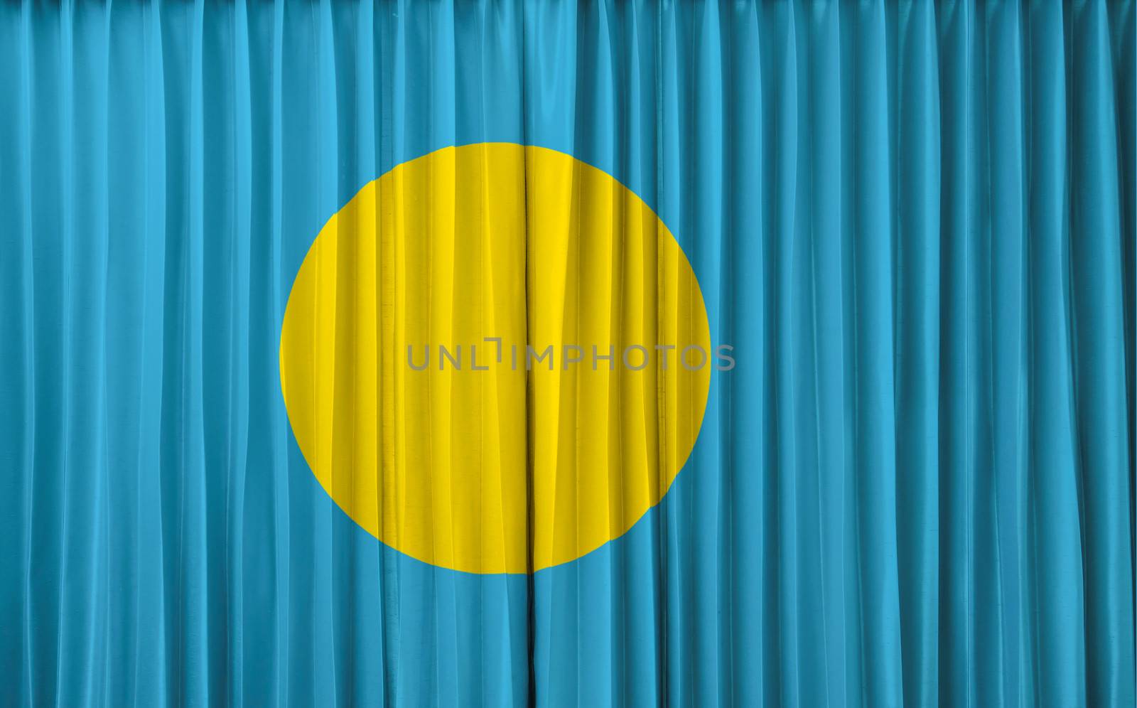 Palau flag on curtain